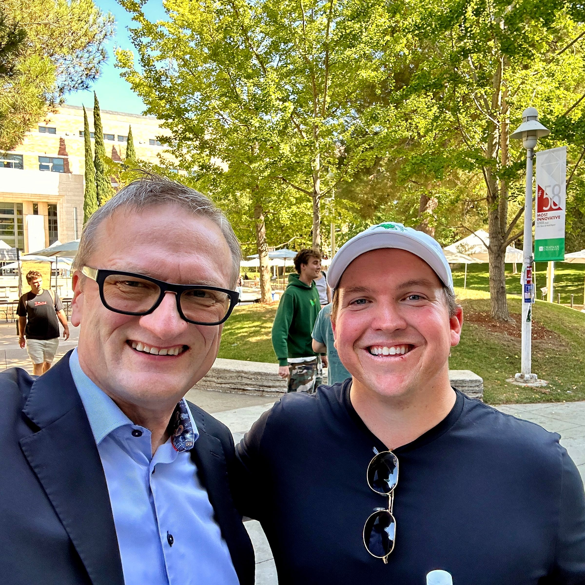 Niklas and Robb Fahrion on the Piazza at Chapman University