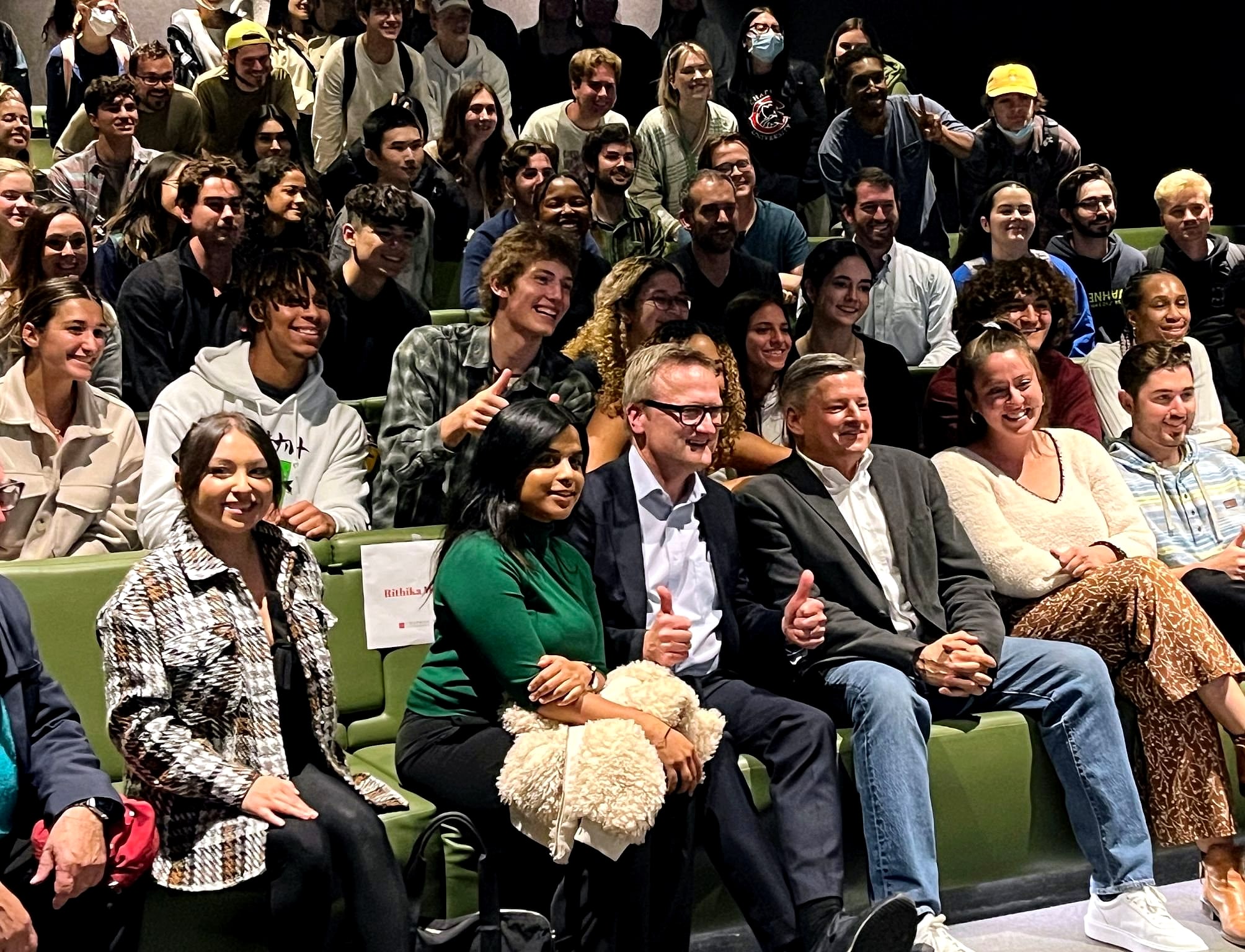 Students packed into the Ted Sarandos masterclass, Niklas among them