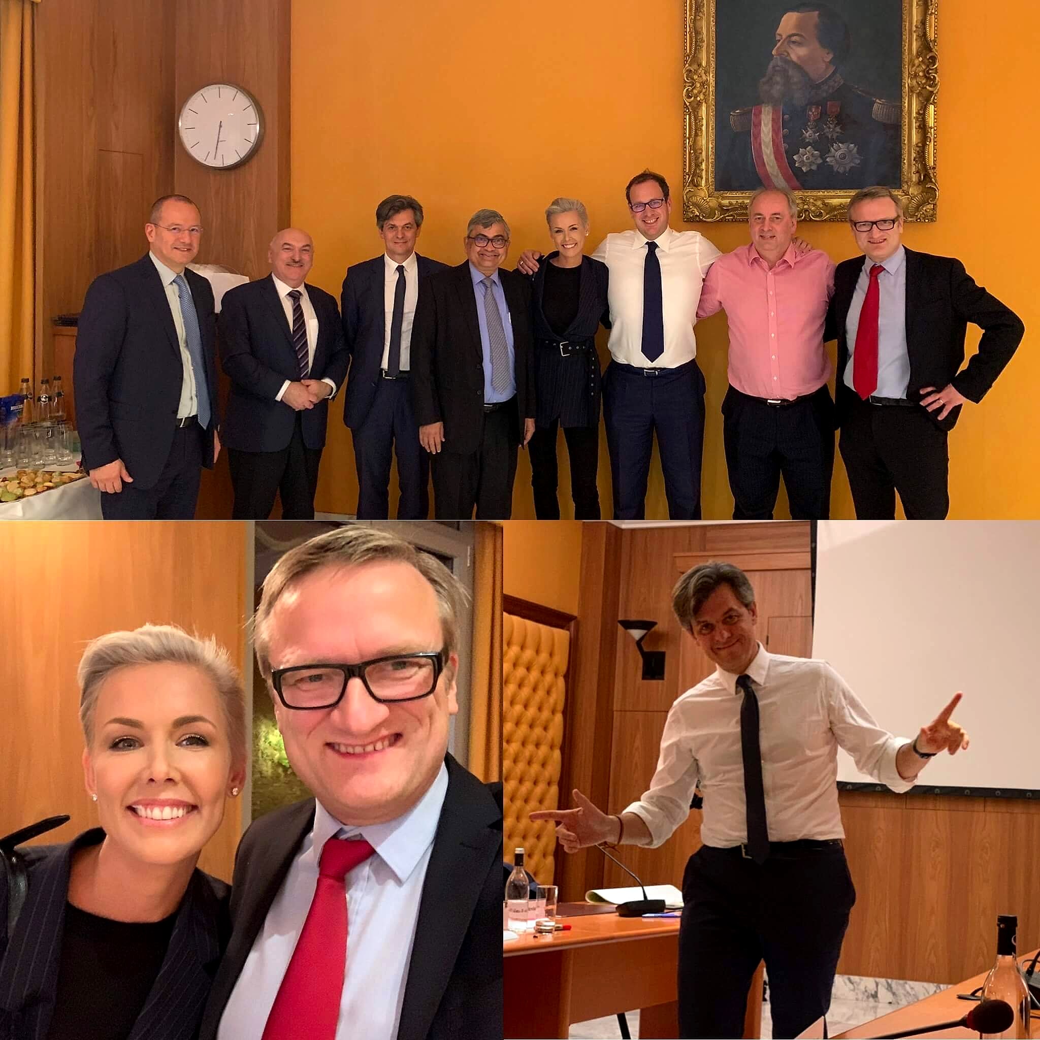 Two photos: the council at work, and a selfie with Gunhild Stordalen