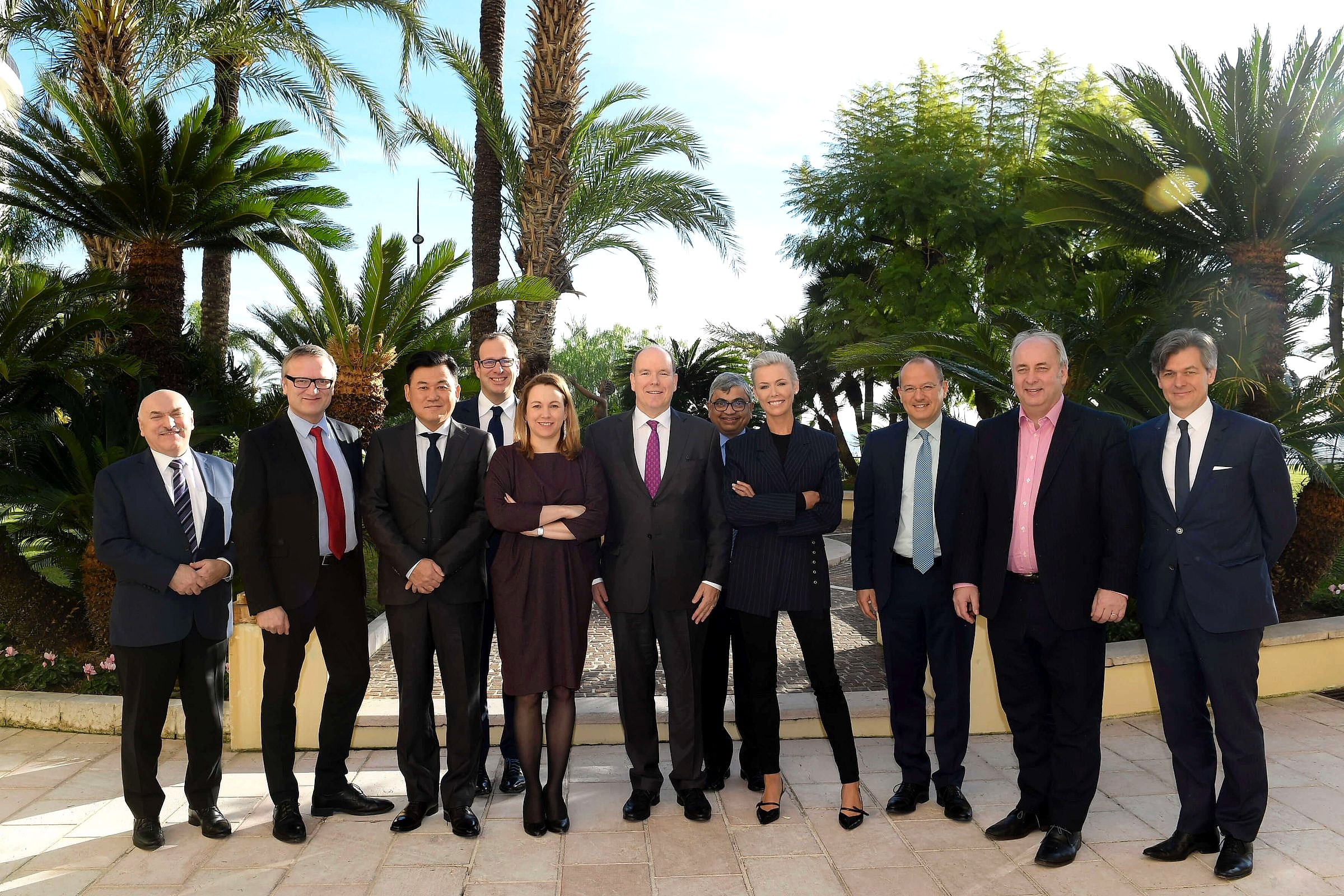 The Monaco Digital Advisory Council with HSH Prince Albert II among palm trees
