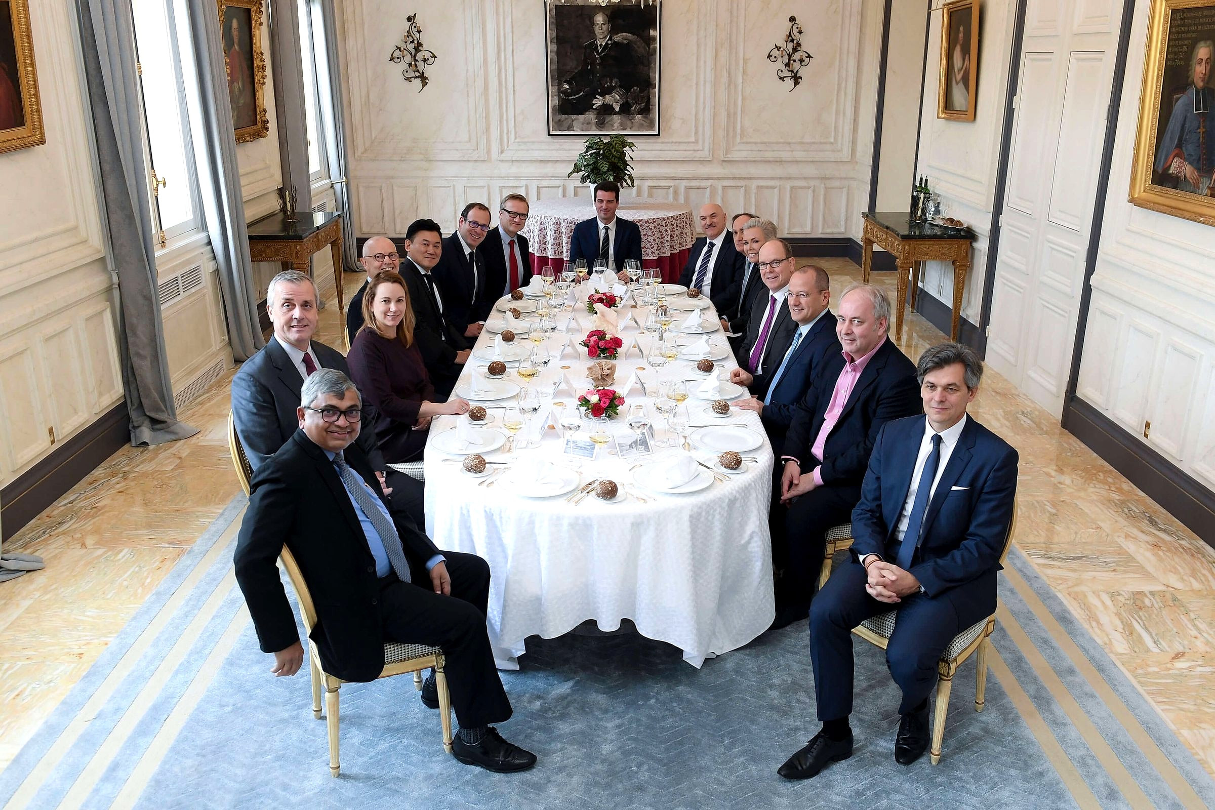 Council lunch around a long table at the Prince’s Residence