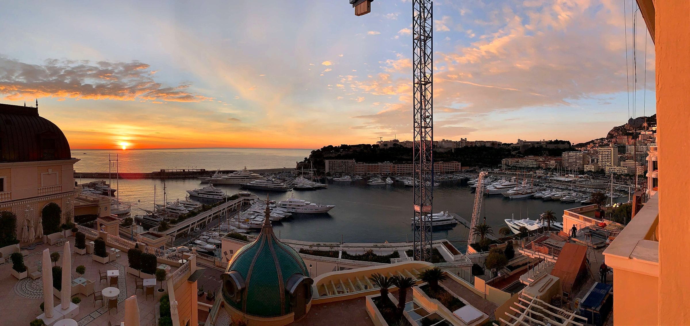 Sunset over Monaco harbour from Hotel Hermitage