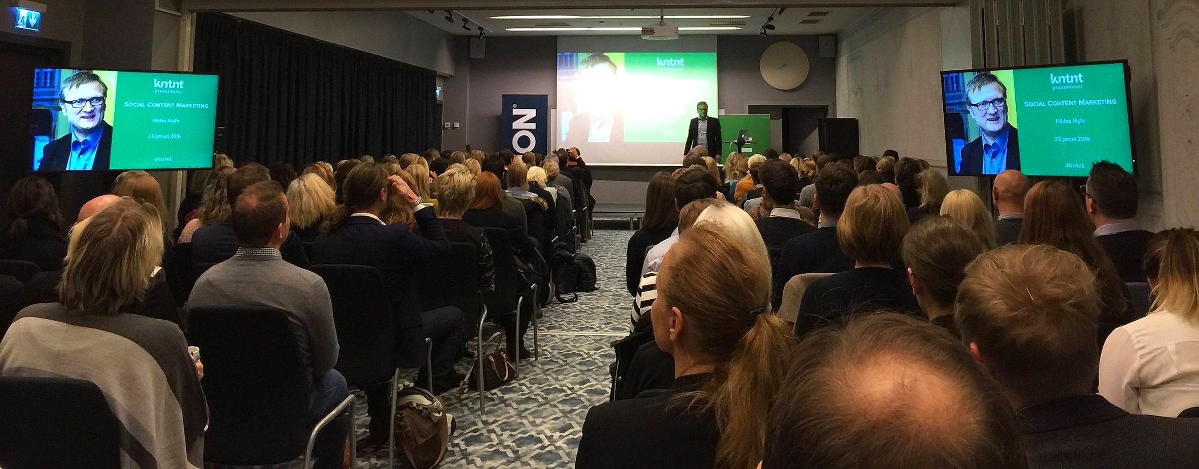 Wide view of a packed Kntnt audience in Gothenburg